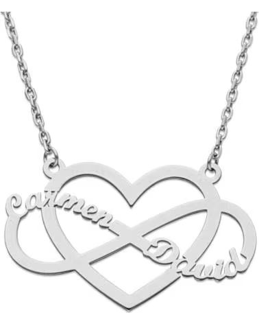 MINOPLATA GARGANTILLA CORAZON E INFINITO PERSONALIZADO DE PLATA DE LEY