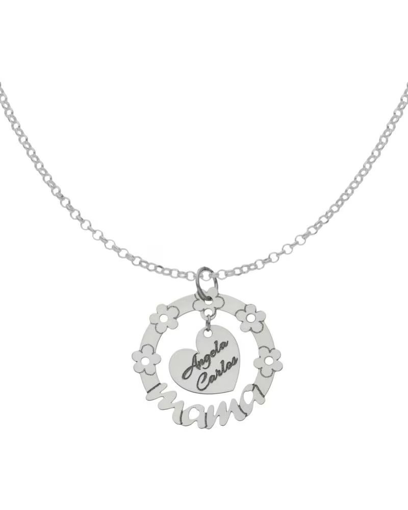 MINOPLATA GARGANTILLA MAMA FLORES CORAZON PERSONALIZADA CON NOMBRES