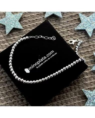 MINOPLATA PULSERA CON BOLAS DE PLATA DE LEY 3 MM
