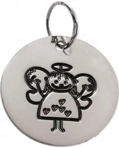 MINOPLATA COLGANTE ANGELITO GRABADO DE PLATA DE LEY 18 MM