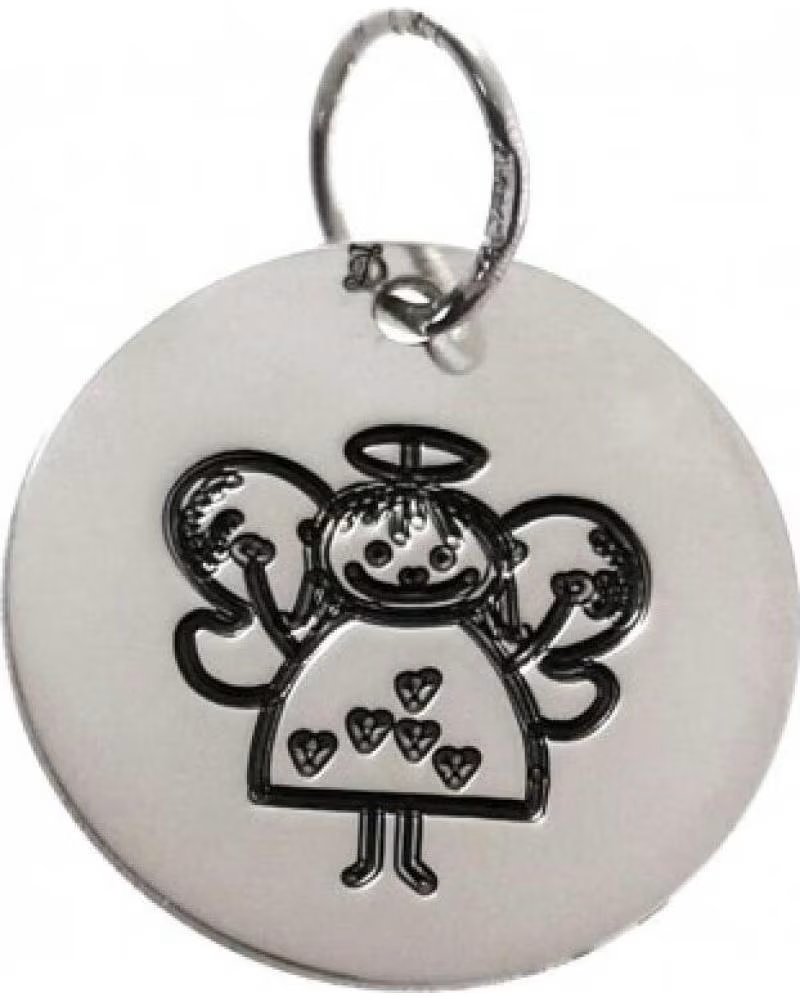 MINOPLATA COLGANTE ANGELITO GRABADO DE PLATA DE LEY 18 MM