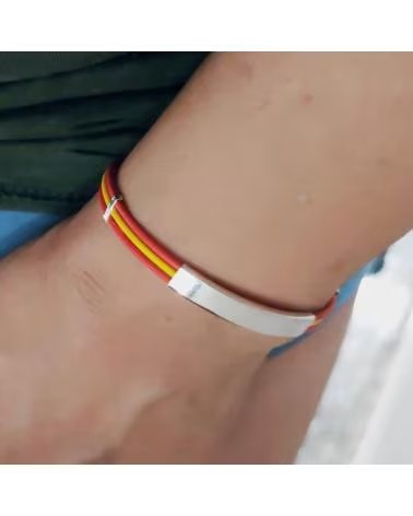 MINOPLATA PULSERA BANDERA ESPANA CAUCHO Y PLATA DE LEY PARA MUJER