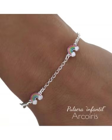 MINOPLATA PULSERA PARA NINAS ARCOIRIS DE PLATA DE LEY