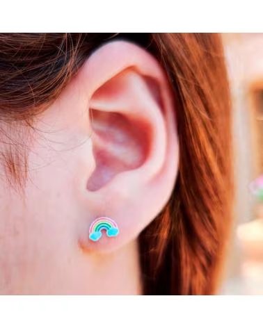MINOPLATA PENDIENTES INFANTILES ARCOIRIS DE PLATA DE LEY CON CIERRE BE
