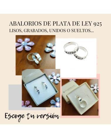 MINOPLATA PAREJA DE ABALORIO ENAMORADOS DE PLATA CON FRASE GRABADA O L