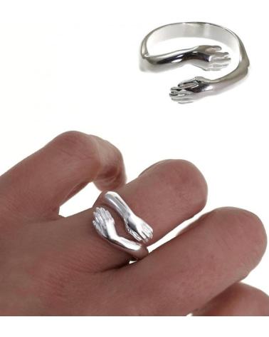 MINOPLATA ANILLO ABRAZO DE PLATA DE LEY PARA MUJER O PARA HOMBRE