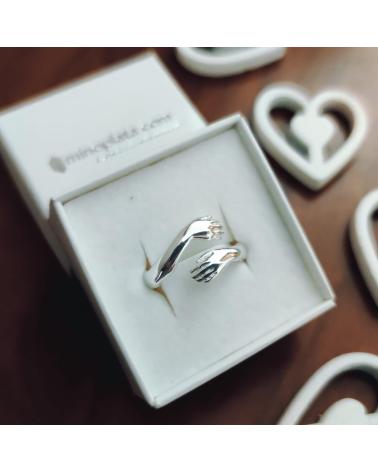 MINOPLATA ANILLO ABRAZO DE PLATA DE LEY PARA MUJER O PARA HOMBRE