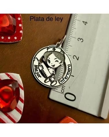 MINOPLATA COLGANTE MEJOR ENFERMERA DE PLATA DE LEY 20 MM
