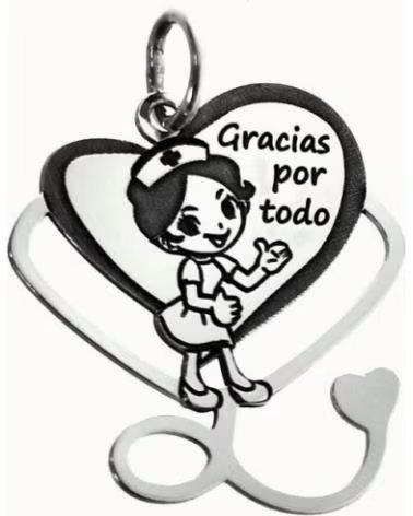 MINOPLATA COLGANTE CORAZON FONENDO ENFERMERA GRACIAS POR TODO DE PLATA