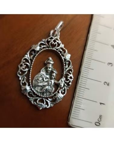 MINOPLATA MEDALLA CALADA VIRGEN DEL CARMEN DE PLATA DE LEY ENVEJECIDA