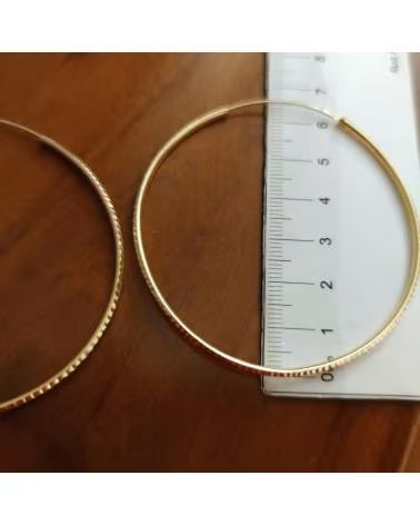 MINOPLATA PENDIENTES AROS XXL 65 MM DE PLATA BANO ORO TALLADOS
