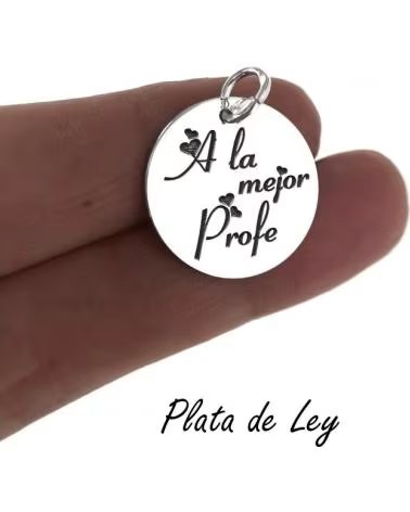 MINOPLATA COLGANTE A LA MEJOR PROFE DE PLATA DE LEY 925 18 MM