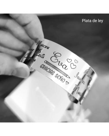 MINOPLATA BRAZALETE SENO DE PLATA DE LEY PERSONALIZADO CON NOMBRES 25