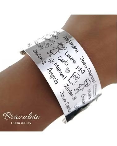 MINOPLATA BRAZALETE DE PLATA DE LEY PARA MAESTRAS CON NOMBRES DE ALUMN