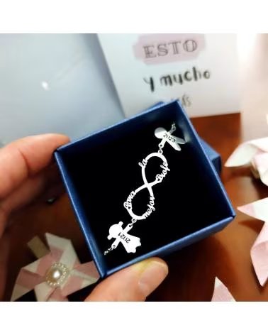 MINOPLATA PULSERA INFINITO Y NINOS PERSONALIZADA DE PLATA DE LEY