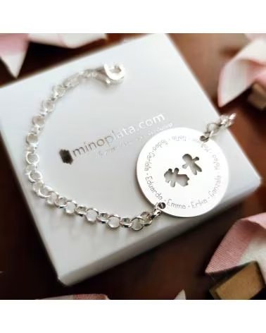 MINOPLATA PULSERA PERSONALIZADA NOMBRES ALUMNOS PLATA DE LEY 25 MM