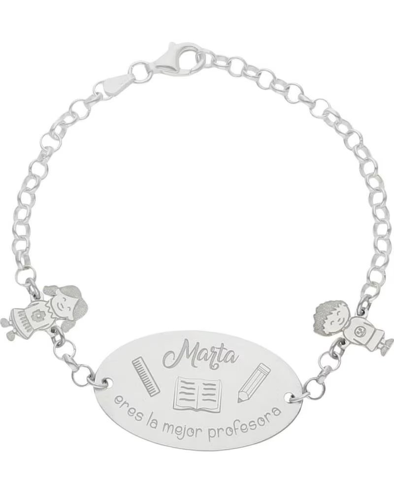 MINOPLATA PULSERA PERSONALIZADA PROFESORA NINOS DE PLATA DE LEY