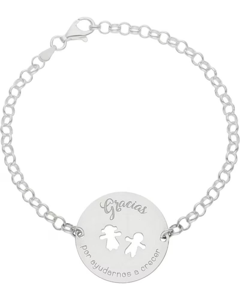 MINOPLATA PULSERA NINOS Y MENSAJE PERSONALIZADO DE PLATA PARA PROFESOR
