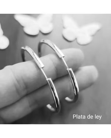 MINOPLATA PENDIENTES AROS GORDOS DE PLATA DE LEY 45 MM