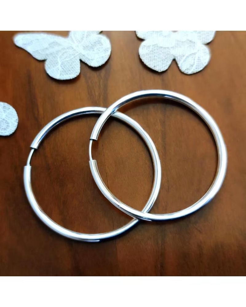 MINOPLATA PENDIENTES AROS GORDOS DE PLATA DE LEY 45 MM