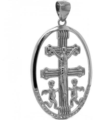 MINOPLATA MEDALLA CRUZ DE CARAVACA 20 MM DE PLATA RODIADA CON CIRCONIT