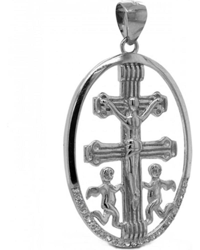 MINOPLATA MEDALLA CRUZ DE CARAVACA 20 MM DE PLATA RODIADA CON CIRCONIT