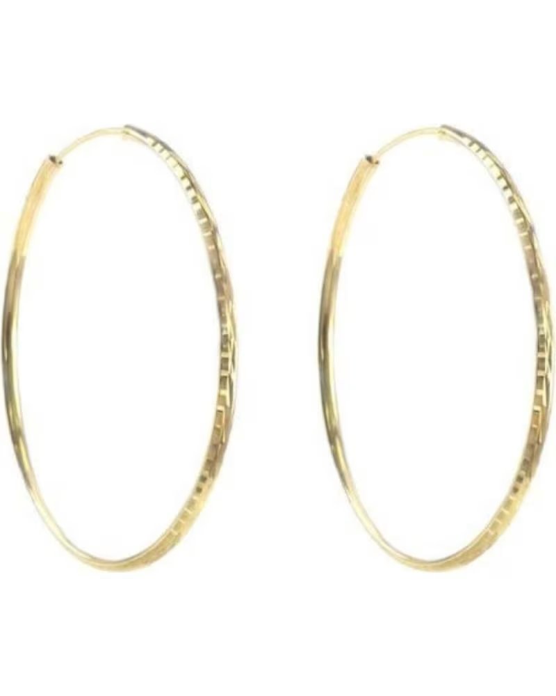 MINOPLATA PENDIENTES AROS TALLADOS EN PLATA DE LEY DORADA 50 MM