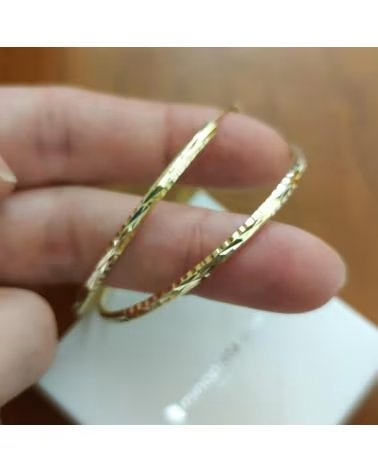 MINOPLATA PENDIENTES AROS TALLADOS EN PLATA DE LEY DORADA 50 MM