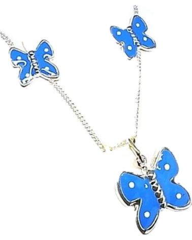 MINOPLATA JUEGO PENDIENTES Y GARGANTILLA DE PLATA MARIPOSAS AZULES NIN