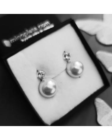 MINOPLATA PENDIENTES JAPONESA PERLA 10 MM Y CIRCONITA PLATA CIERRE OME