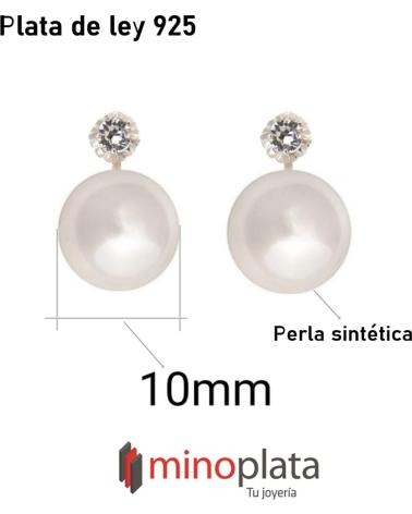 MINOPLATA PENDIENTES JAPONESA PERLA 10 MM Y CIRCONITA PLATA CIERRE OME