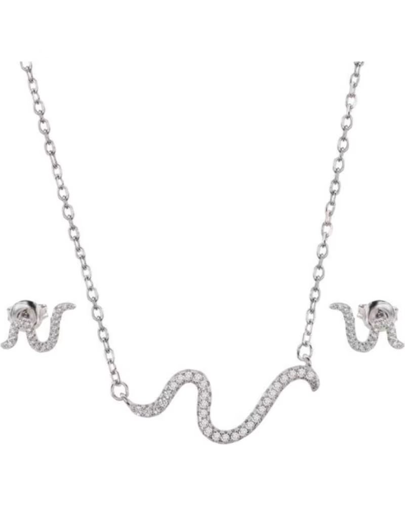 MINOPLATA JUEGO PENDIENTES Y COLLAR FIGURA DE PLATA RODIADA Y CIRCONIT