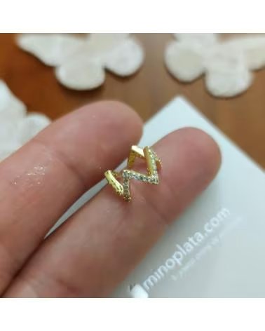 MINOPLATA PENDIENTE SUELTO AJUSTABLE DE PLATA DORADA CON CIRCONITAS MI