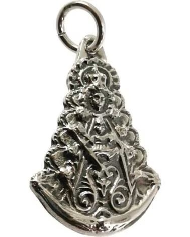 MINOPLATA MEDALLA SILUETA VIRGEN DEL ROCIO DE PLATA DE LEY ENVEJECIDA