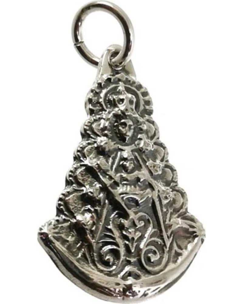 MINOPLATA MEDALLA SILUETA VIRGEN DEL ROCIO DE PLATA DE LEY ENVEJECIDA