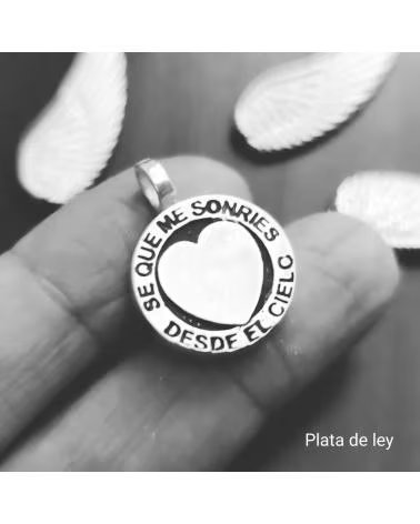 MINOPLATA COLGANTE GUARDA CENIZAS DE PLATA DE LEY CORAZON FRASE GRABAD