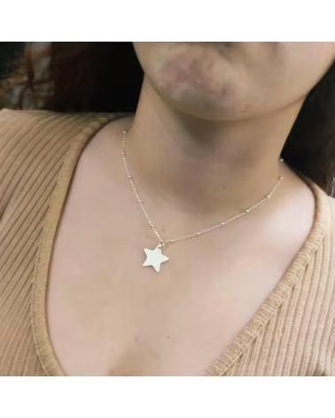 MINOPLATA GARGANTILLA BOLITAS Y ESTRELLA DE PLATA DE LEY