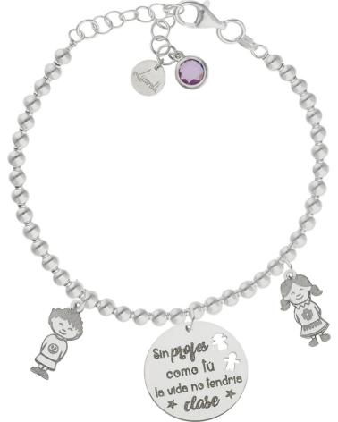 MINOPLATA PULSERA PROFESORA BOLAS CON ABALORIOS DE PLATA DE LEY