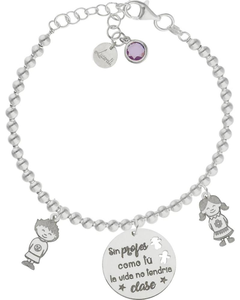 MINOPLATA PULSERA PROFESORA BOLAS CON ABALORIOS DE PLATA DE LEY