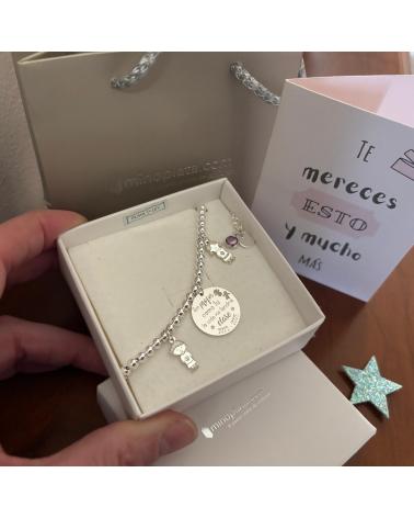 MINOPLATA PULSERA PROFESORA BOLAS CON ABALORIOS DE PLATA DE LEY