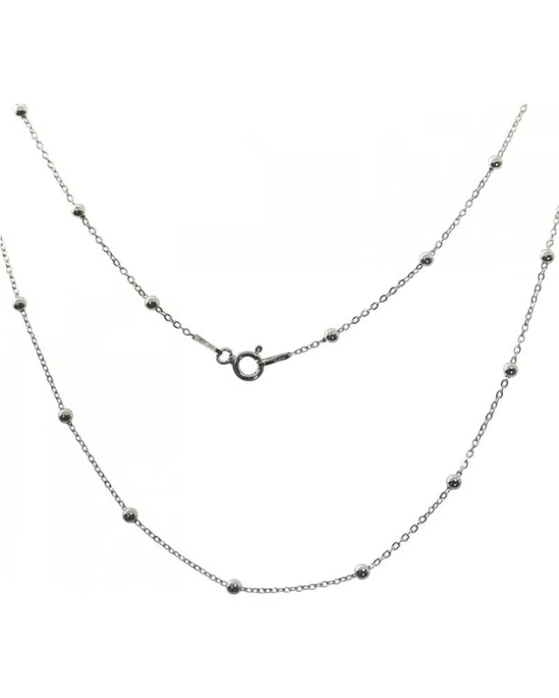 MINOPLATA CADENA FINA BOLAS DE PLATA DE LEY 40 CM