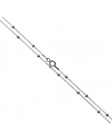 MINOPLATA CADENA FINA BOLAS DE PLATA DE LEY 40 CM