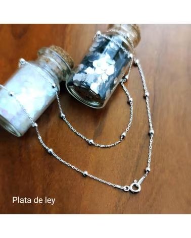 MINOPLATA CADENA FINA BOLAS DE PLATA DE LEY 40 CM
