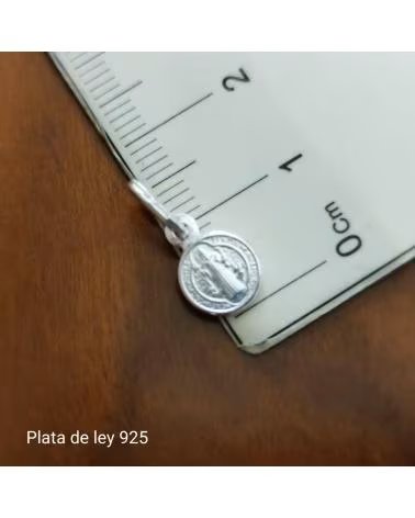 MINOPLATA MEDALLA SAN BENITO PEQUENA 8MM DIAMETRO DE PLATA DE LEY 925