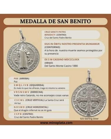 MINOPLATA MEDALLA SAN BENITO PEQUENA 8MM DIAMETRO DE PLATA DE LEY 925