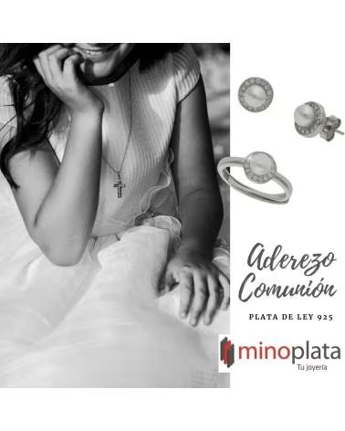 MINOPLATA ADEREZO PENDIENTES Y SORTIJA DE PLATA CON CIRCONITAS PARA NI