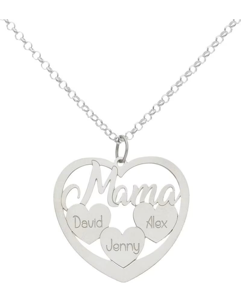 MINOPLATA GARGANTILLA MAMA 3 CORAZONES PERSONALIZADOS DE PLATA DE LEY