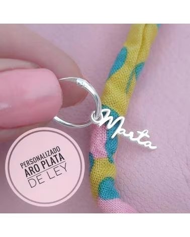 MINOPLATA PENDIENTE SUELTO ARO PLATA DE LEY 925 CON EL NOMBRE QUE DESE
