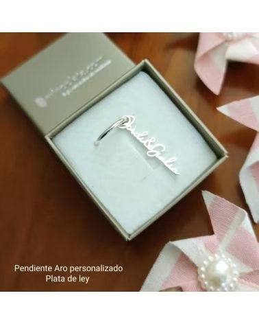 MINOPLATA PENDIENTE SUELTO ARO PLATA DE LEY 925 CON EL NOMBRE QUE DESE