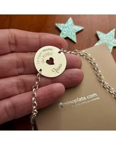 MINOPLATA PULSERA LA MEJOR MAMA DEL MUNDO NOMBRES DE PLATA DE LEY 925
